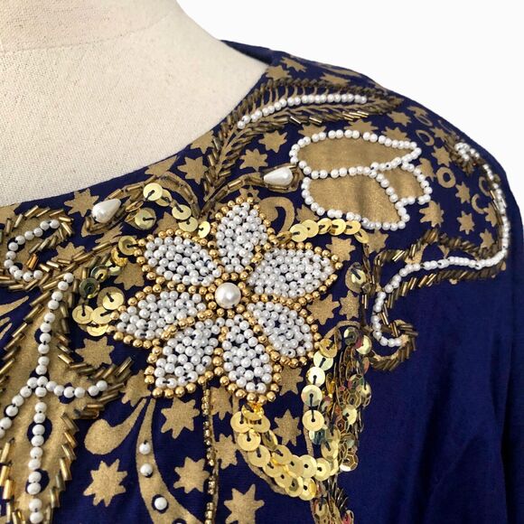 Bali Chic Vintage Skirt Set Large Beaded Sequined Boho Large - Picture 11 of 14